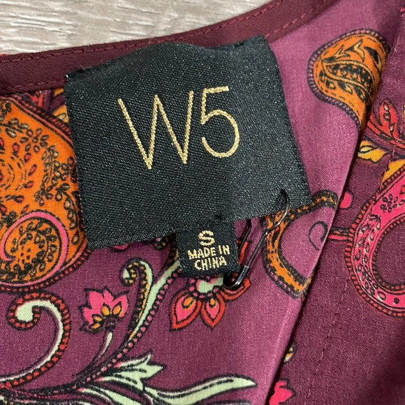 NWOT W5 Sleeveless Paisley Satin Tank Top Exposed Back Zipper S - Picture 11 of 12